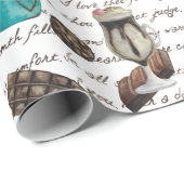 Papier Cadeau Cocoa marshmallows chocolat chaud bonbons hiver (Coin rond)