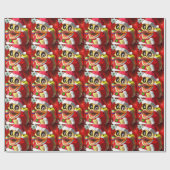 Papier Cadeau Cocos Père Noël mignon en caoutchouc (Plat)