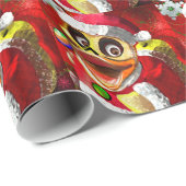 Papier Cadeau Cocos Père Noël mignon en caoutchouc (Coin rond)
