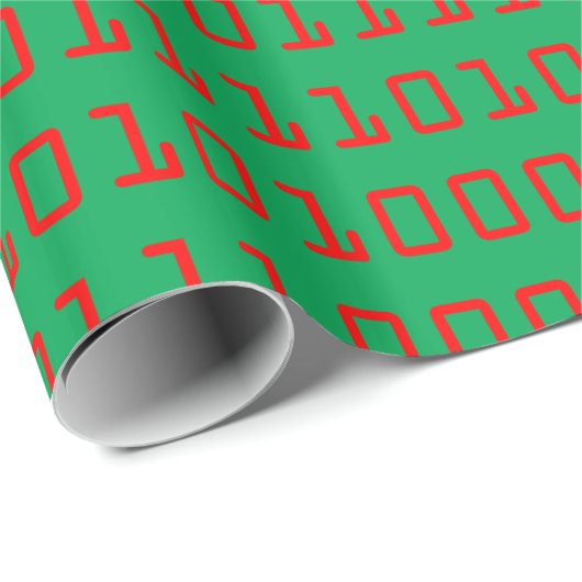 Papier Cadeau code binaire d'ordinateur Noël-orienté (Coin rond)