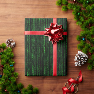 Papier Cadeau code matriciel, code binaire vert 