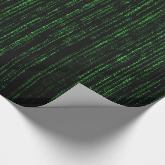Papier Cadeau code matriciel, code binaire vert  (Coin)