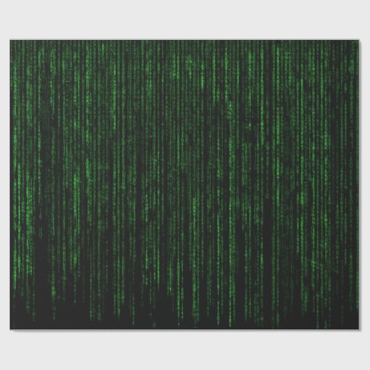 Papier Cadeau code matriciel, code binaire vert  (Plat)