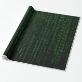 Papier Cadeau code matriciel, code binaire vert  (Déroulé)