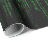 Papier Cadeau code matriciel, code binaire vert  (Coin rond)