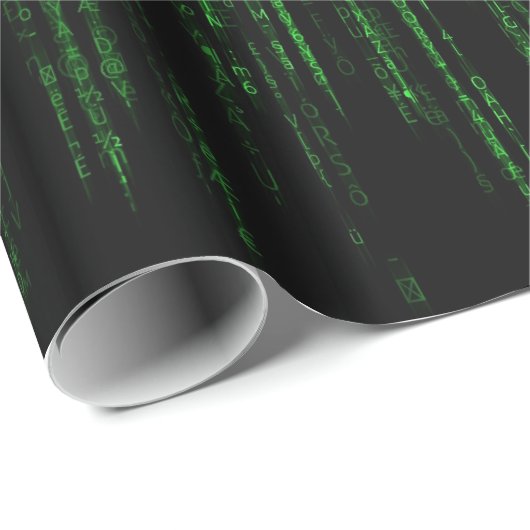 Papier Cadeau code matriciel, code binaire vert  (Coin rond)
