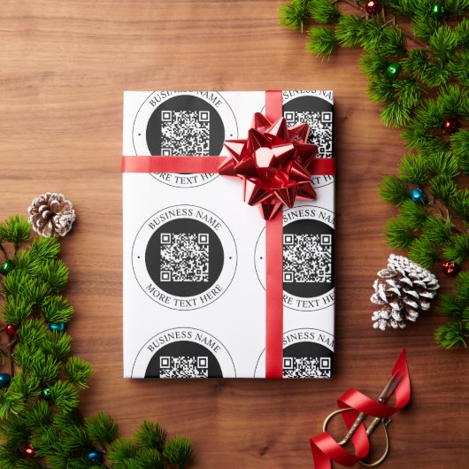 Papier Cadeau Code QR avec nom d'entreprise Texte circulaire mod (Cadeau de vacances)