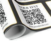 Papier Cadeau Code QR d'entreprise avec texte haut et bas, noir (Coin rond)