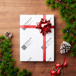 Papier Cadeau Code QR d'entreprise & Texte Rétro-Moderne Modifia