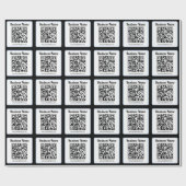 Papier Cadeau Code QR éditable & Texte avec bordure bleu clair (Plat)