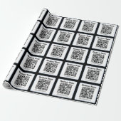Papier Cadeau Code QR éditable & Texte avec bordure bleu clair (Déroulé)