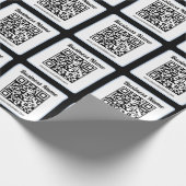 Papier Cadeau Code QR éditable & Texte avec bordure bleu clair (Coin)