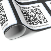 Papier Cadeau Code QR éditable & Texte avec bordure bleu clair (Coin rond)