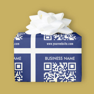 Papier Cadeau Code QR (généré instantanément) modifiable   Bleu 