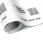 Papier Cadeau Code QR minimal simple ajouter un logo nom de code (Coin rond)