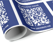 Papier Cadeau Code QR modifiable (généré instantanément) | bleu  (Coin rond)