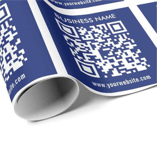 Papier Cadeau Code QR modifiable (généré instantanément) | bleu  (Coin rond)