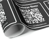 Papier Cadeau Code QR modifiable & Nom de l'entreprise | Noir & (Coin rond)