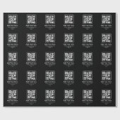 Papier Cadeau Code QR scannable moderne | Noir Blanc & Gris (Plat)