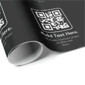 Papier Cadeau Code QR scannable moderne | Noir Blanc & Gris (Coin rond)