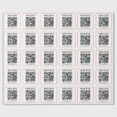 Papier Cadeau Code QR simple noir et blanc avec bordure rouge (Plat)