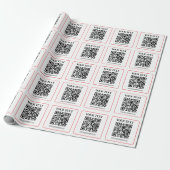 Papier Cadeau Code QR simple noir et blanc avec bordure rouge (Déroulé)