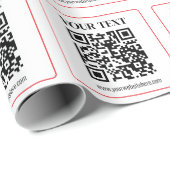 Papier Cadeau Code QR simple noir et blanc avec bordure rouge (Coin rond)