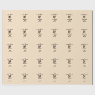 Papier Cadeau Code QR simple pour baby shower avec nom et texte