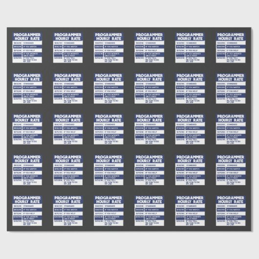 Papier Cadeau Codeur informatique à tarif horaire Funny Programm (Plat)
