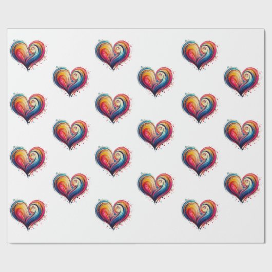 Papier Cadeau Coeur Abstrait (Plat)