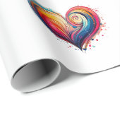 Papier Cadeau Coeur Abstrait (Coin rond)