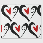 Papier Cadeau Coeur Abstrait rouge et noir Romantique moderne (Plat)
