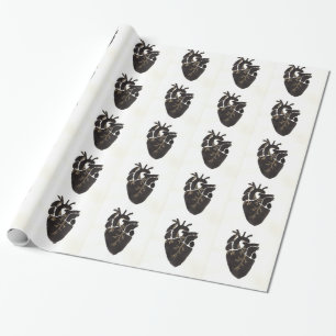 Papier Cadeau Coeur anatomique noir