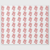 Papier Cadeau Coeur Anatomique Rouge (Plat)