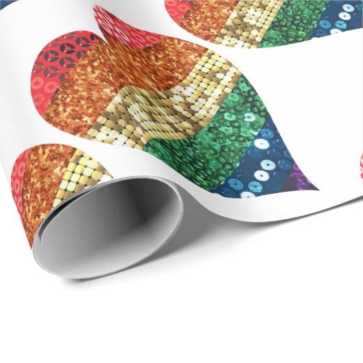 Papier Cadeau coeur arc-en-ciel lgbt (Coin rond)