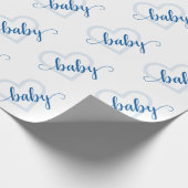 Papier Cadeau Coeur bébé | Cérulean Blue Flourish Script douche (Coin)