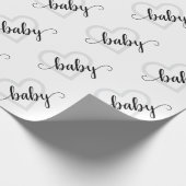 Papier Cadeau Coeur bébé | Script moderne noir simple (Coin)