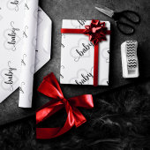 Papier Cadeau Coeur bébé | Script moderne noir simple