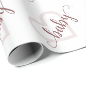 Papier Cadeau Coeur bébé | Script Rose du désert de Taupe (Coin rond)
