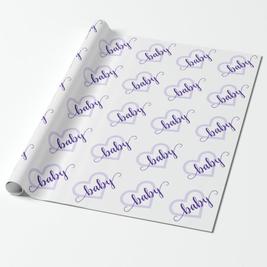 Papier Cadeau Coeur bébé | Script Royal Grape Purple Flourd (Déroulé)