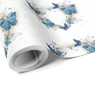 Papier Cadeau Coeur bijoux avec papillons Morpho