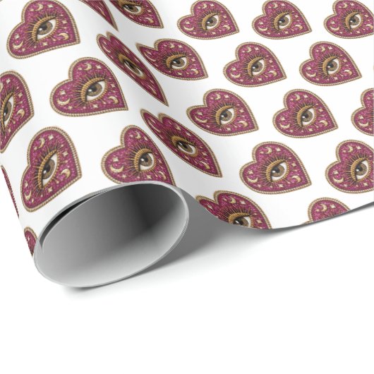 Papier Cadeau Cœur Brodé (Coin rond)