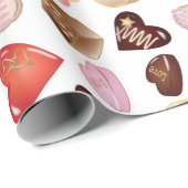 Papier Cadeau Coeur chocolat moderne personnalisé (Coin rond)