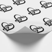 Papier Cadeau Coeur Clé de musique (Coin)