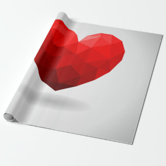 Papier Cadeau Coeur d'amour bas poly valentine