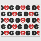 Papier Cadeau Coeur d'amour de chien (Plat)