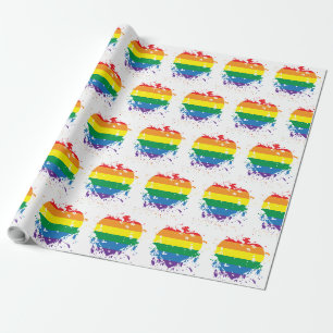 Papier Cadeau Coeur d'amour gay pride