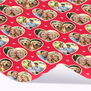 Papier Cadeau Cœur d'amour mignon 4 Photo Élégant motif rouge ro