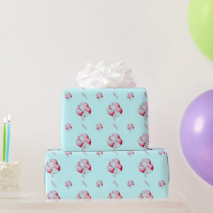 Papier Cadeau coeur d'amour rouge romantique avec arc blanc