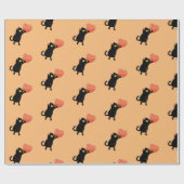 Papier Cadeau Coeur d'attente du chat noir (Plat)